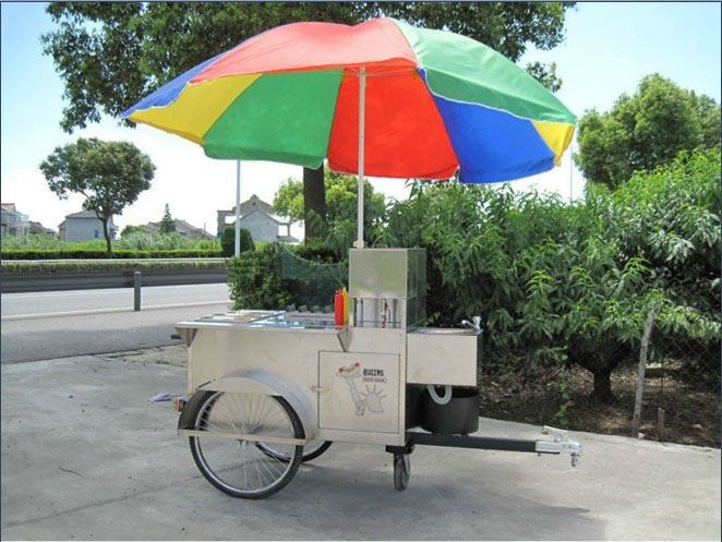 Cărucior cu alimente hot dog remorcabil